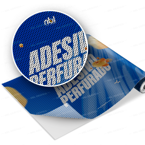 Adesivo sem Acabamento Microperfurado Perfurado  4x0 Brilho Sem acabamento 