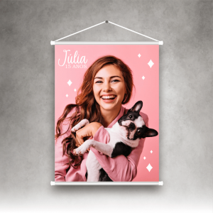 Banner Lona Fosco Lona 280g  4x0 Fosco Bastão e cordinha 